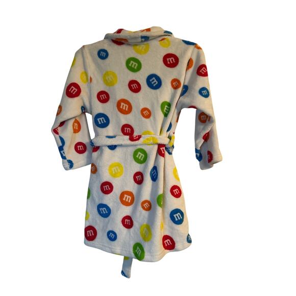 GUC M&Ms Kid's Fuzzy Robe Colorful Candies Wrap Around Belt Size 5-5/6 - Picture 2 of 5